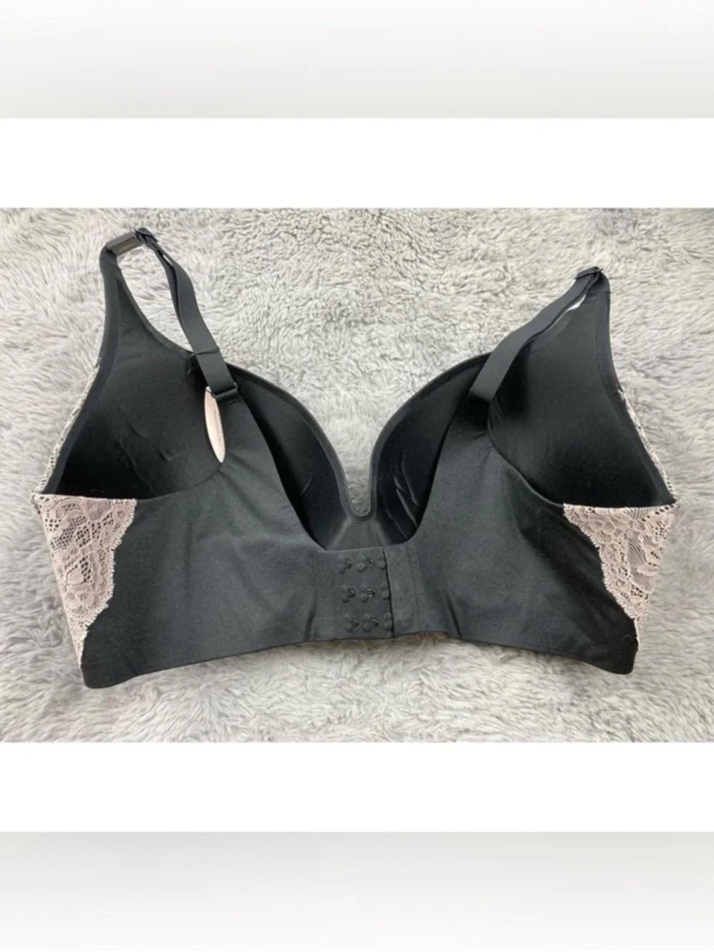 Victoria’s Secret black lined demi with taupe lace bra